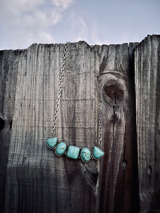 Turquoise Gemstone Bar Necklace